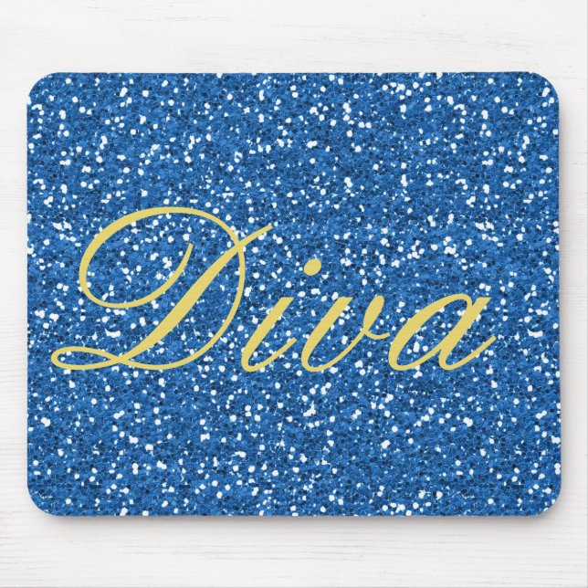 Imitate Glitzer Diva Design in Blau Mousepad (Vorne)