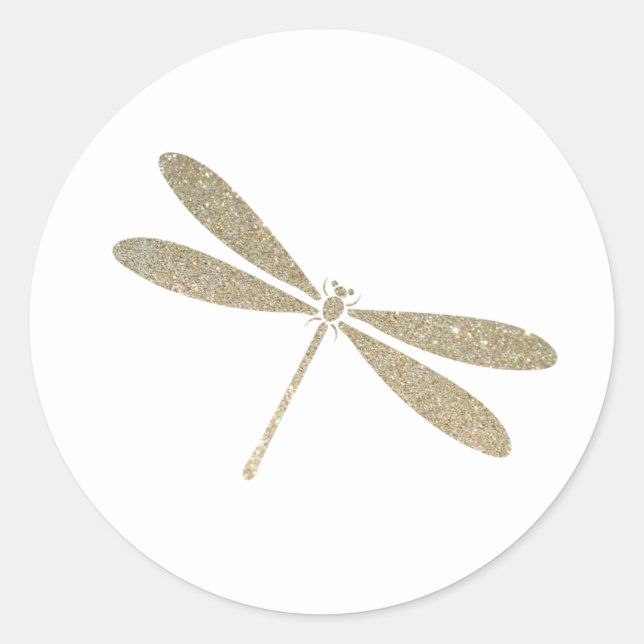 Imitate Glitzer Dragonfly Runder Aufkleber (Vorderseite)