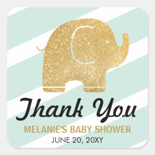 Imitate Glitzer Elephant Mint Danke Stickers