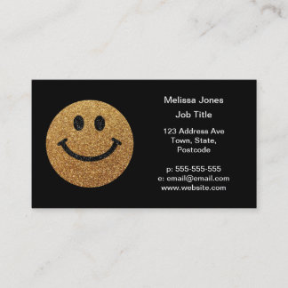 Imitate Glitzer Gold Happy Face - matte Glitzern Visitenkarte
