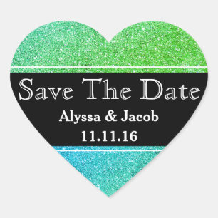 Imitate Glitzer Hochzeit Speichern Sie das Datum Herz-Aufkleber