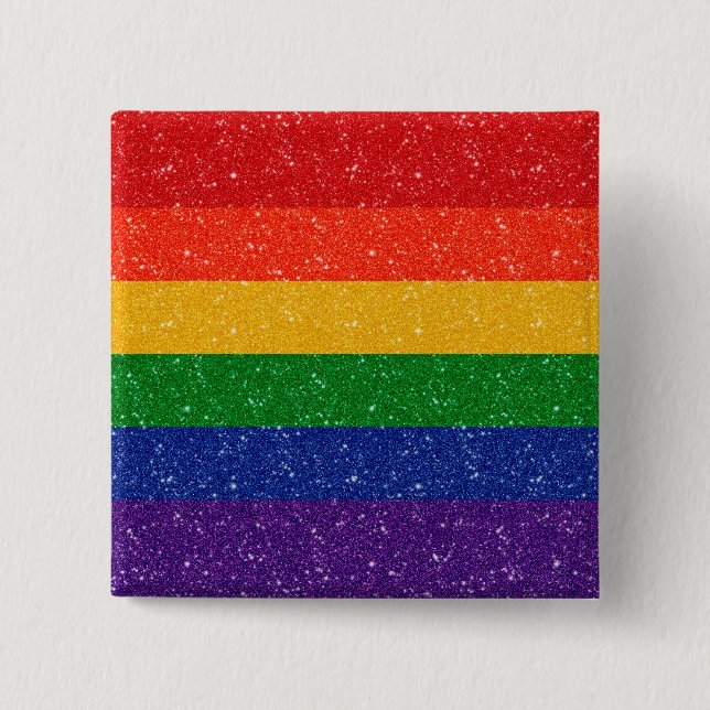 Imitate Glitzer LGBTQ-Flag Button (Vorderseite)
