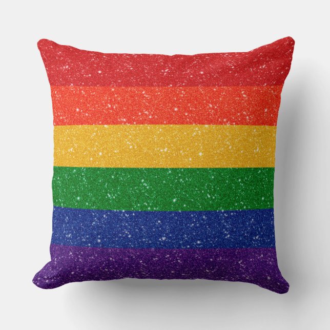 Imitate Glitzer LGBTQ-Flag Kissen (Vorderseite)
