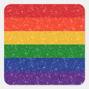 Imitate Glitzer LGBTQ-Flag Quadratischer Aufkleber