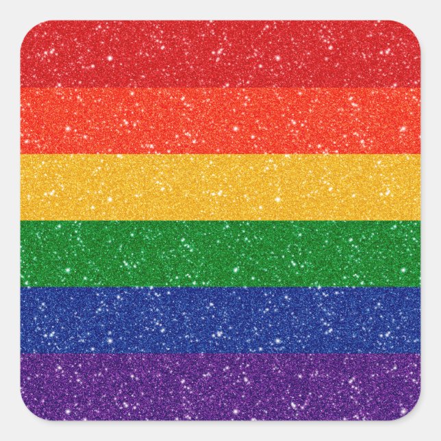 Imitate Glitzer LGBTQ-Flag Quadratischer Aufkleber (Vorderseite)