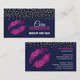 Imitate Glitzer Lips Gold Confetti Visitenkarte