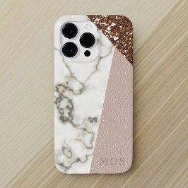 Imitate Glitzer Moderne MarmorRose Gold Pink iPhone 15 Pro Max Hülle