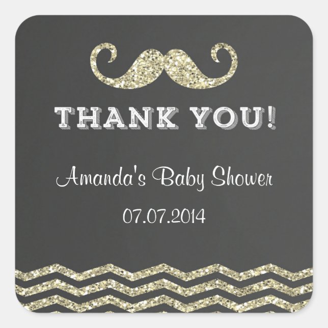 Imitate Glitzer Mustache Danke, Stickers (Vorderseite)