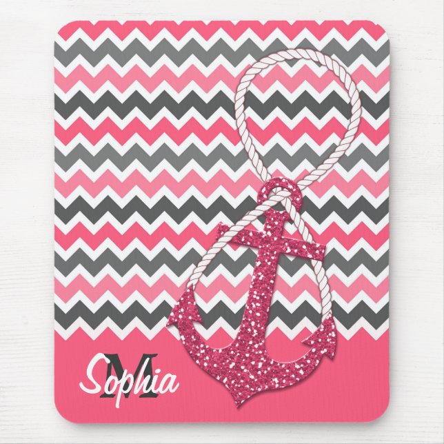 Imitate Glitzer nautischer Anker Unendlichkeitssym Mousepad (Vorne)