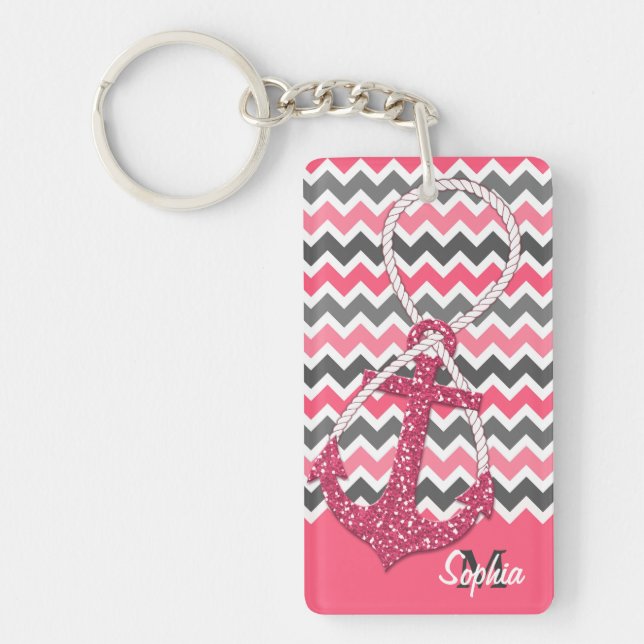 Imitate Glitzer nautischer Anker Unendlichkeitssym Schlüsselanhänger (Vorderseite)