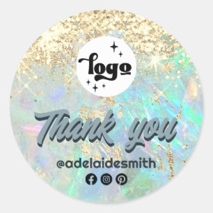 Imitate Glitzer opal vielen Dank Runder Aufkleber