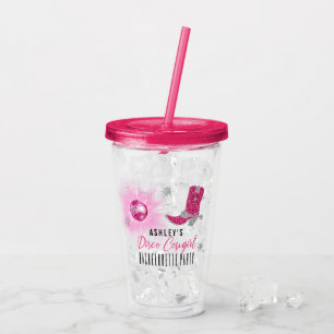 Imitate Glitzer Pink Disco Cowgirl Junggeselinnen- Acryltrinkbecher