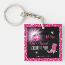 Imitate Glitzer Pink Disco Cowgirl Junggeselinnen-