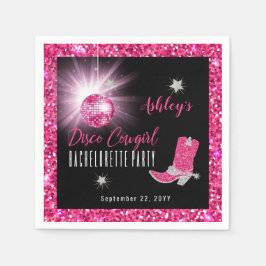 Imitate Glitzer Pink Disco Cowgirl Junggeselinnen- Serviette