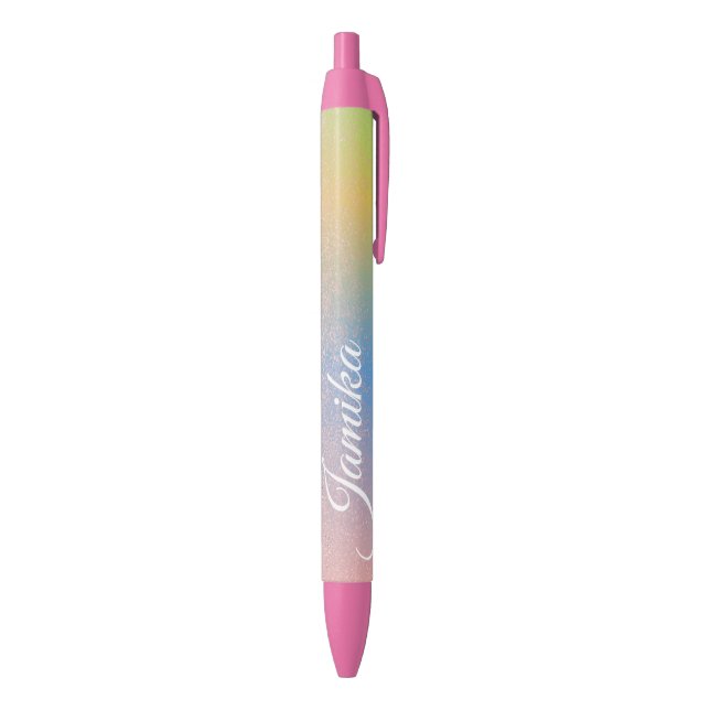 Imitate Glitzer Pink Pastel Ombre Rainbow Name Kugelschreiber (Unterseite (Vertikal))