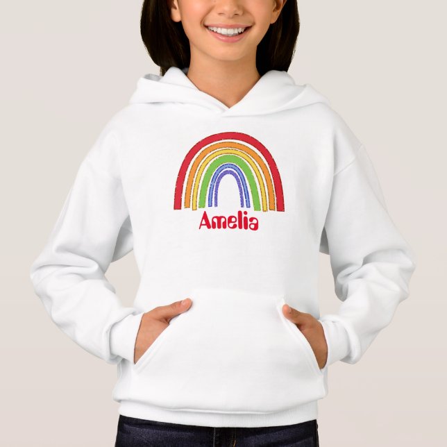 Imitate Glitzer Rainbow Name hinzufügen Hoodie (Vorderseite)