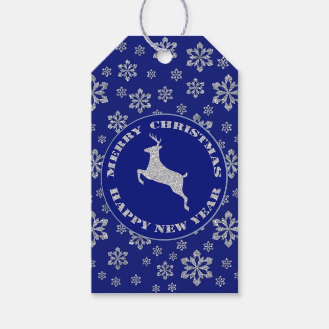 Imitate Glitzer Reindeer Snowflake Weihnachten Geschenkanhänger (Vorderseite)