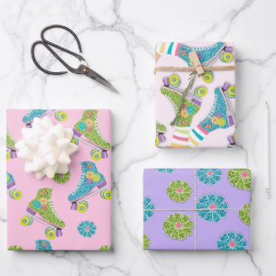 Imitate Glitzer Roller Staking Blume Party Geschenkpapier Set