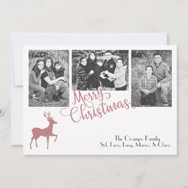 Imitate Glitzer Rose Gold Weihnachtsmann Feiertagskarte (Vorderseite)