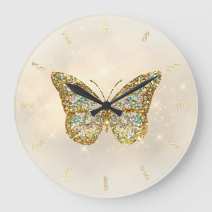 Imitate Glitzer Schmetterling Design große Uhr