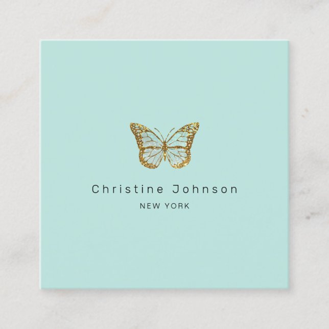 Imitate Glitzer Schmetterling Quadratische Visitenkarte (Vorderseite)