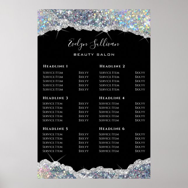 Imitate Glitzer Silber Sequenzer Preisliste Poster (Vorne)