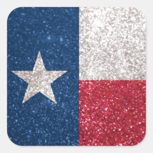 Imitate Glitzer Texas Flagge Quadratischer Aufkleber