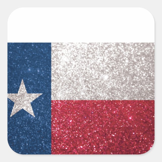 Imitate Glitzer Texas Flagge Quadratischer Aufkleber (Vorderseite)