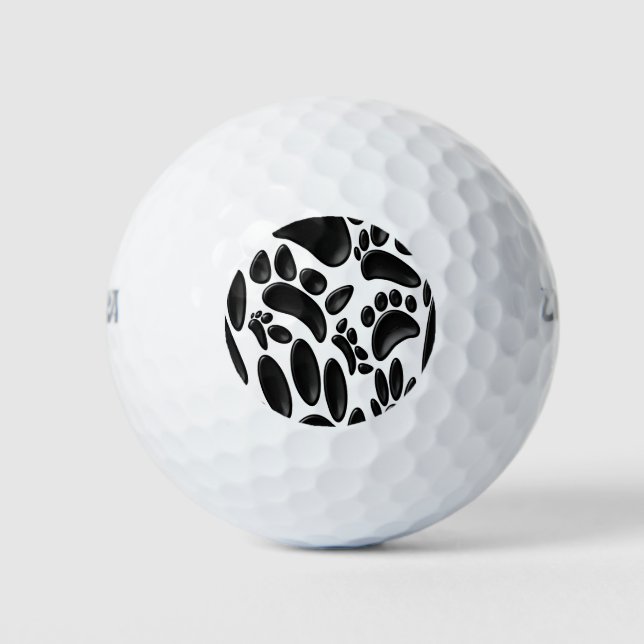 Imitate Glossy 3D Abstrakt Dog Pawprint Golfball (Vorderseite)