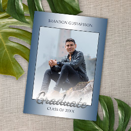 Imitate Glossy Blue Silver Grau Abschluss Ankündigung