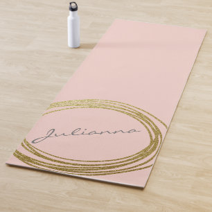 Imitate Gold Abstrakt Circle Design mit Name Rosa Yogamatte