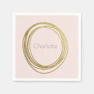 Imitate Gold Abstrakt Circle Design mit Namen Serviette