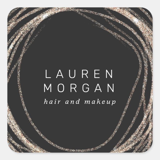 Imitate Gold abstraktes Logo Moderne Monogramm Auf Quadratischer Aufkleber (Vorderseite)