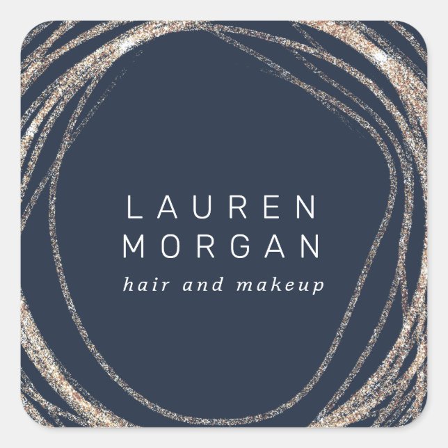 Imitate Gold abstraktes Logo Quadratischer Aufkleber (Vorderseite)