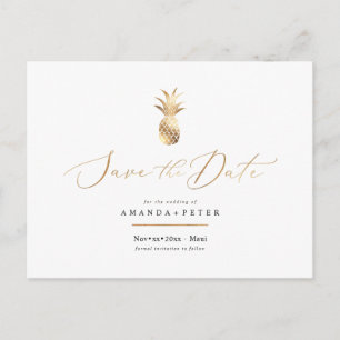 Imitate Gold Ananas Save the Date Postkarte