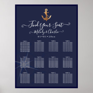 IMITATE GOLD ANCHOR NAVY NAUTICAL SITZPLATTE POSTER