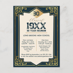 Imitate Gold Art Deco 30 Jahre High School Wieders Postkarte