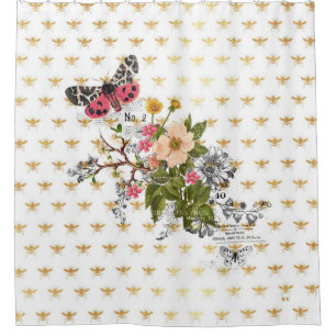 Imitate Gold, Bienen, blühend, whimsical, chic, d Duschvorhang