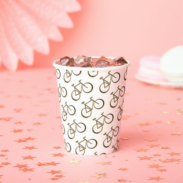 Imitate Gold Bike Muster Fahrrad Party Pappbecher (Insitu)