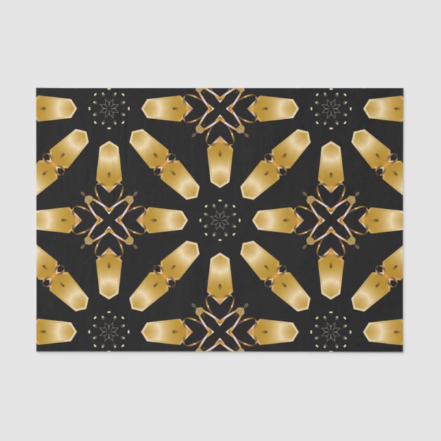 Imitate Gold & Black Luxury Mosaic Geometric Muste Seidenpapier (Vorderseite)