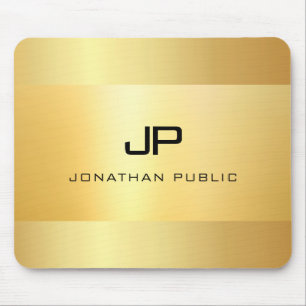 Imitate Gold Black Modern Monogram Template Mousepad