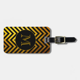 Imitate Gold Black Zickzack Pattern Custom Monogra Gepäckanhänger