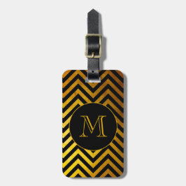 Imitate Gold Black Zickzack Pattern Custom Monogra Gepäckanhänger