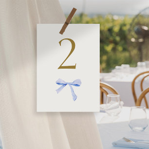 Imitate Gold Blue Ribbon Wedding Tischnummer