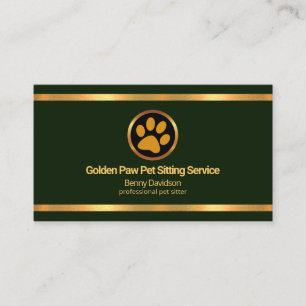 Imitate Gold Borders Emerald Green Pet Sitting Visitenkarte