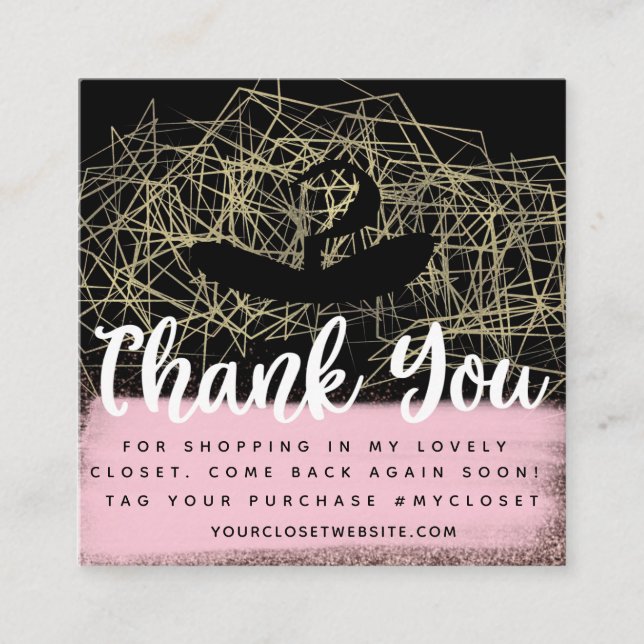 Imitate Gold Boutique Hanger Closet Closet Busines Quadratische Visitenkarte (Vorderseite)