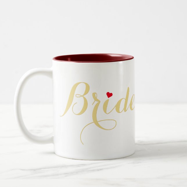 Imitate Gold Bride Brautparty Hochzeitsfeier Zweifarbige Tasse (Links)
