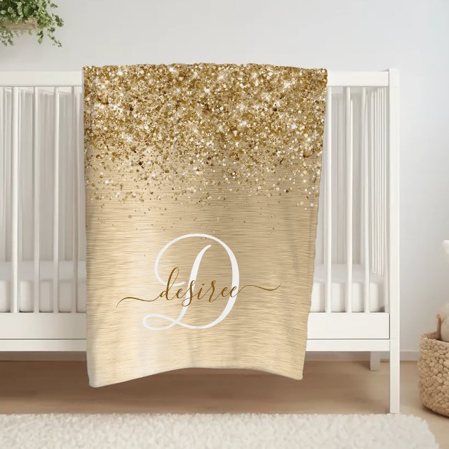Imitate Gold Brushmetall Glitzer Print Monogram Na Fleecedecke (Von Creator hochgeladen)