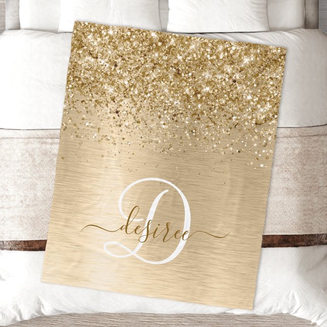 Imitate Gold Brushmetall Glitzer Print Monogram Na Fleecedecke (Von Creator hochgeladen)