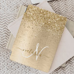 Imitate Gold Brushmetall Glitzer Print Monogram Na iPad Mini Hülle<br><div class="desc">Dieses schicke Design mit hübschem vergoldeten Glitzer auf goldgebürstetem metallischem Hintergrund ist einfach zu personalisieren.</div>